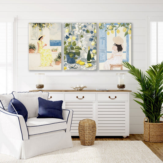Prints of Lemons | Set of 3 Italian Lifestyle Wall art Prints