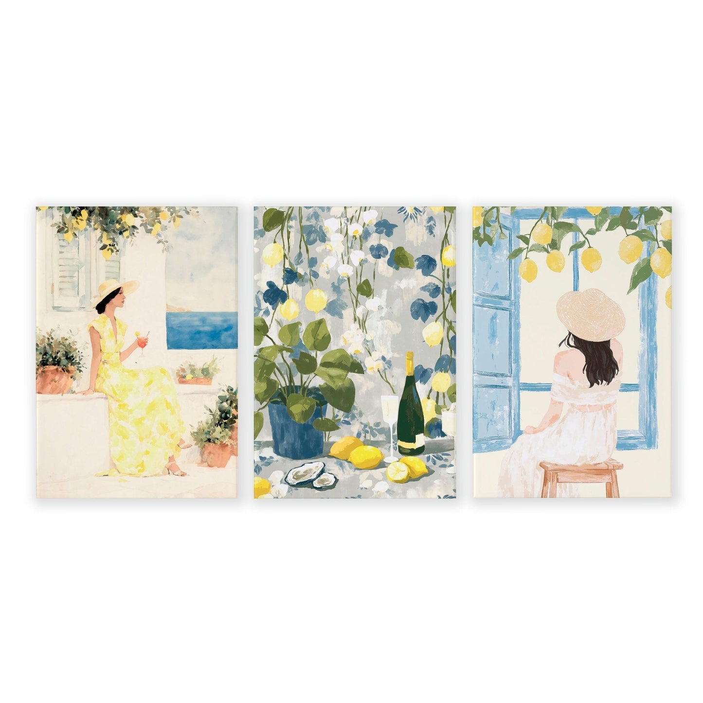 Prints of Lemons | Set of 3 Italian Lifestyle Wall art Prints
