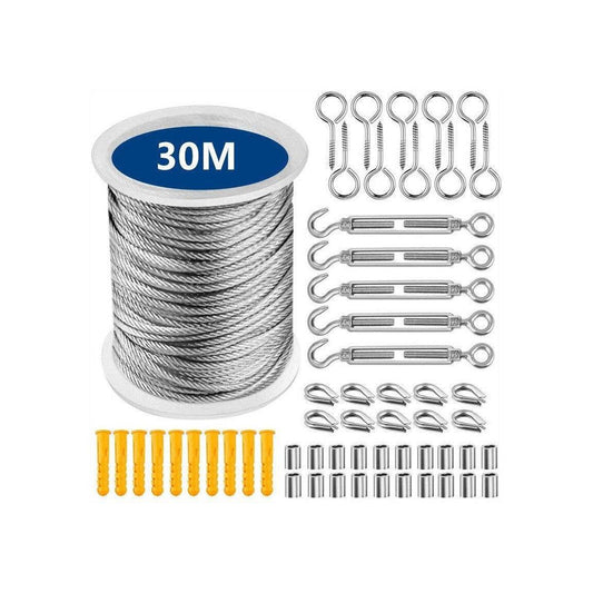 30M Guide Wire PVC Coated Stainless Steel Heavy Duty Hanging Kit
