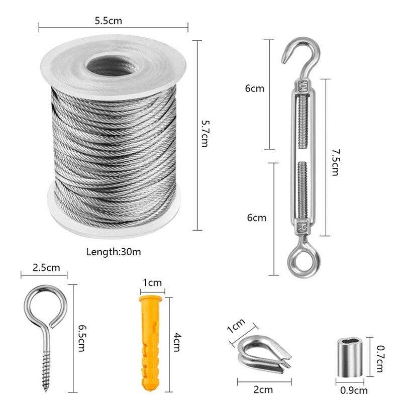 30M Guide Wire PVC Coated Stainless Steel Heavy Duty Hanging Kit