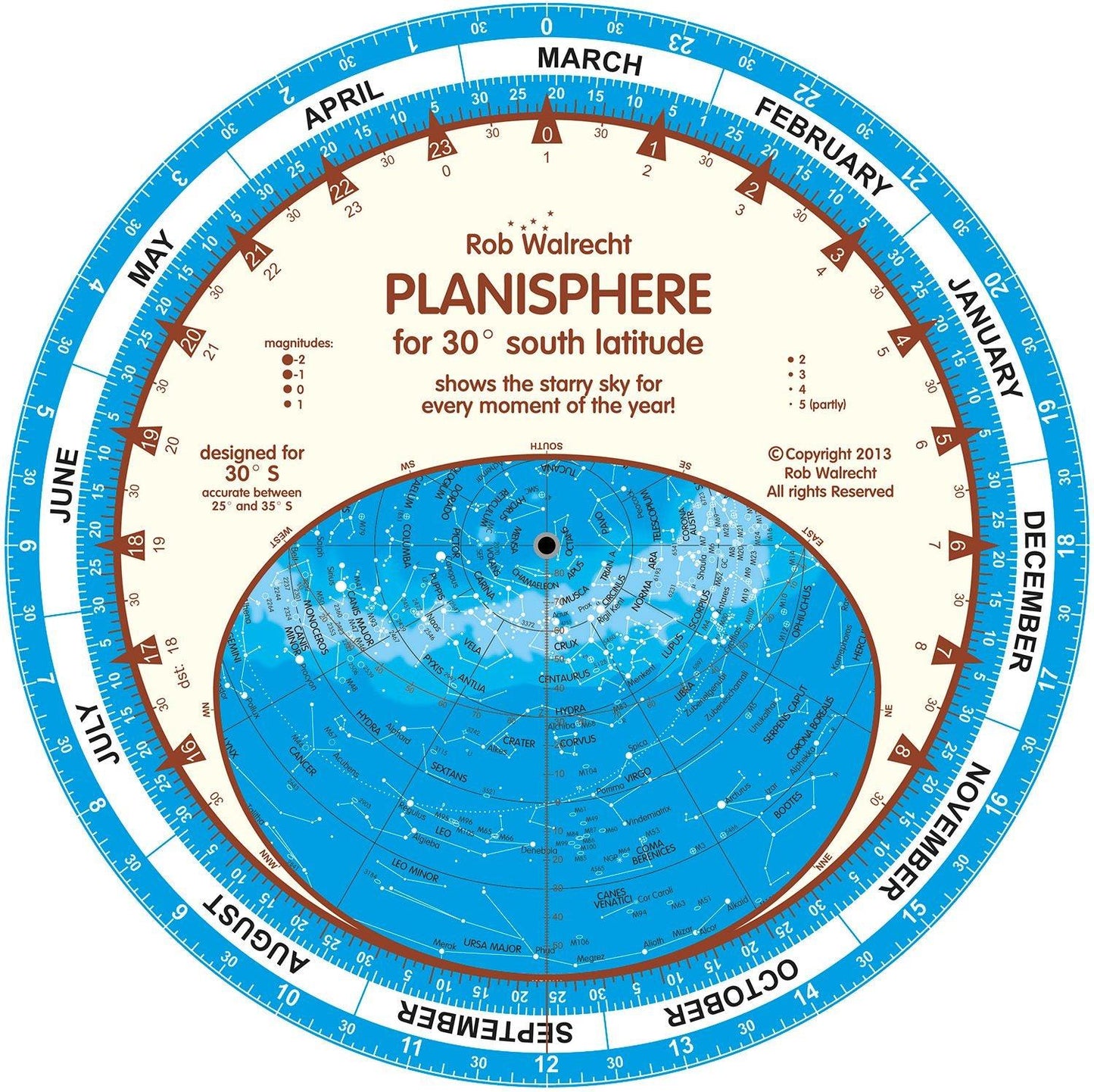 English Planisphere for 30¬∞ South