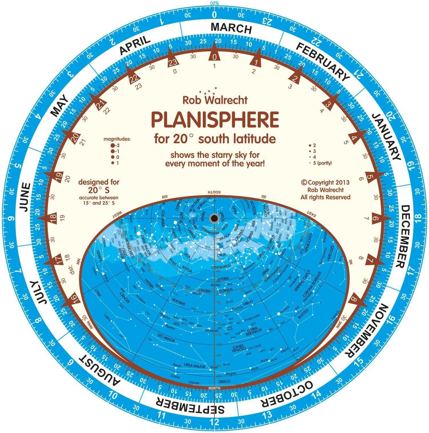 English Planisphere for 20¬∞ South