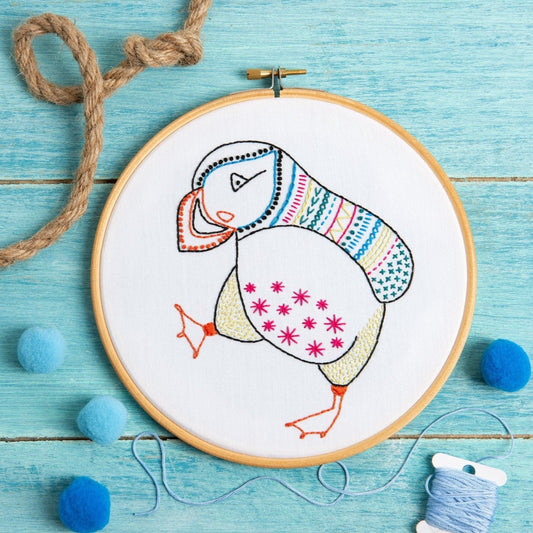 Puffin Embroidery Kit for Beginners