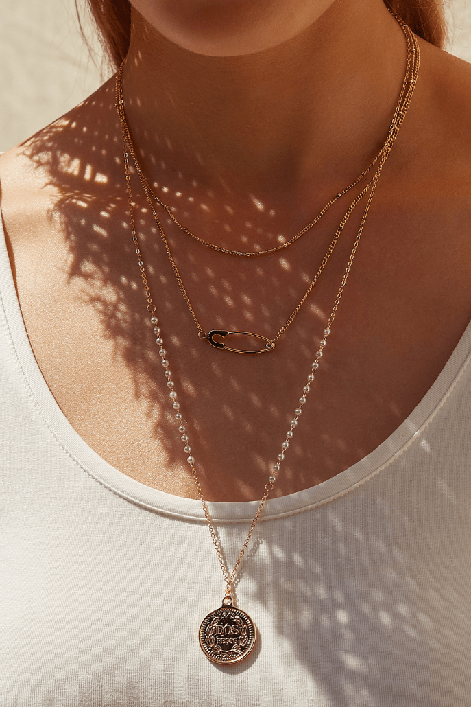 Louche Punk Style 3 Strand Necklace