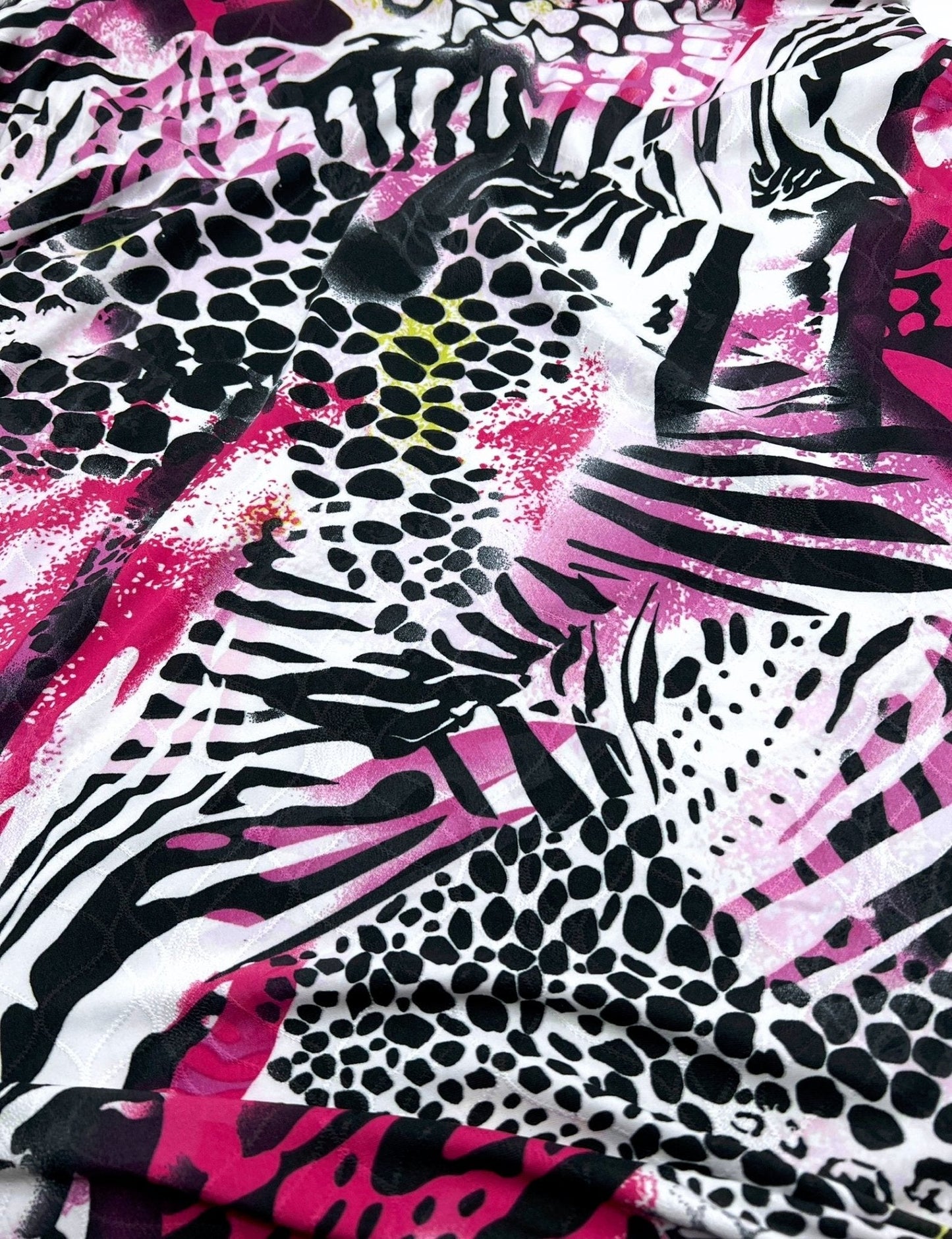 Purple Animal Mix Print Soft Touch 4 Way Stretch Fabric
