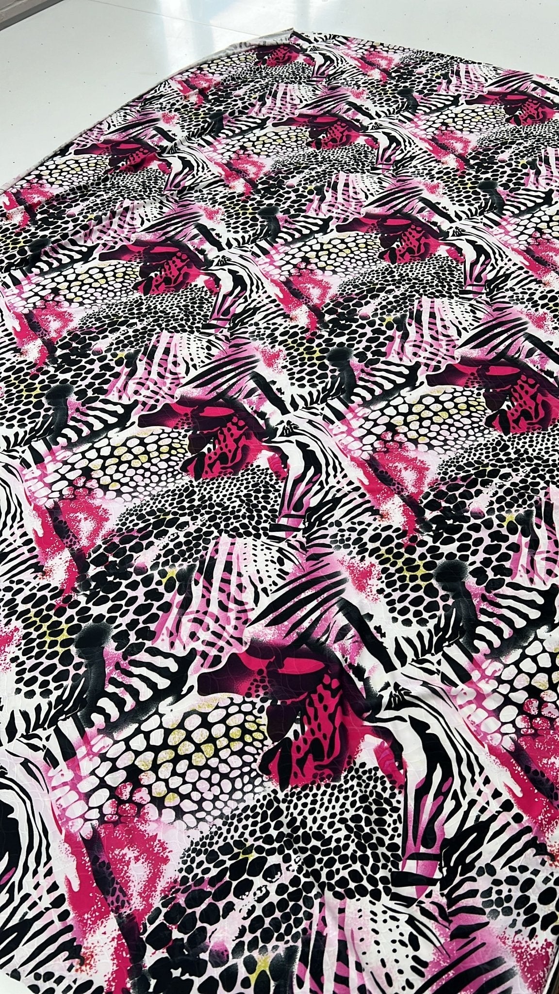 Purple Animal Mix Print Soft Touch 4 Way Stretch Fabric