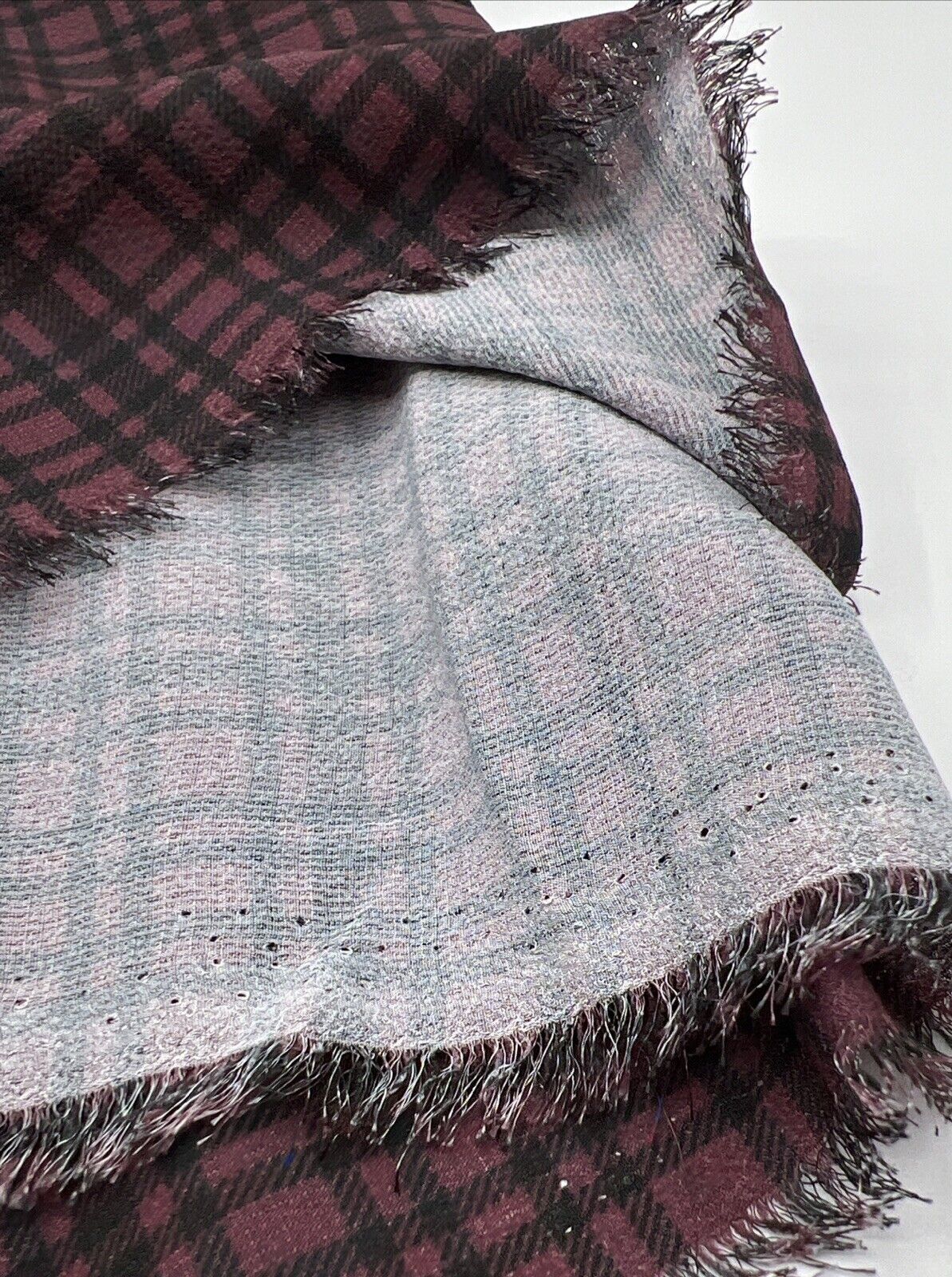 Purple Black Check Print Bubble Crepe Non Stretch Fabric
