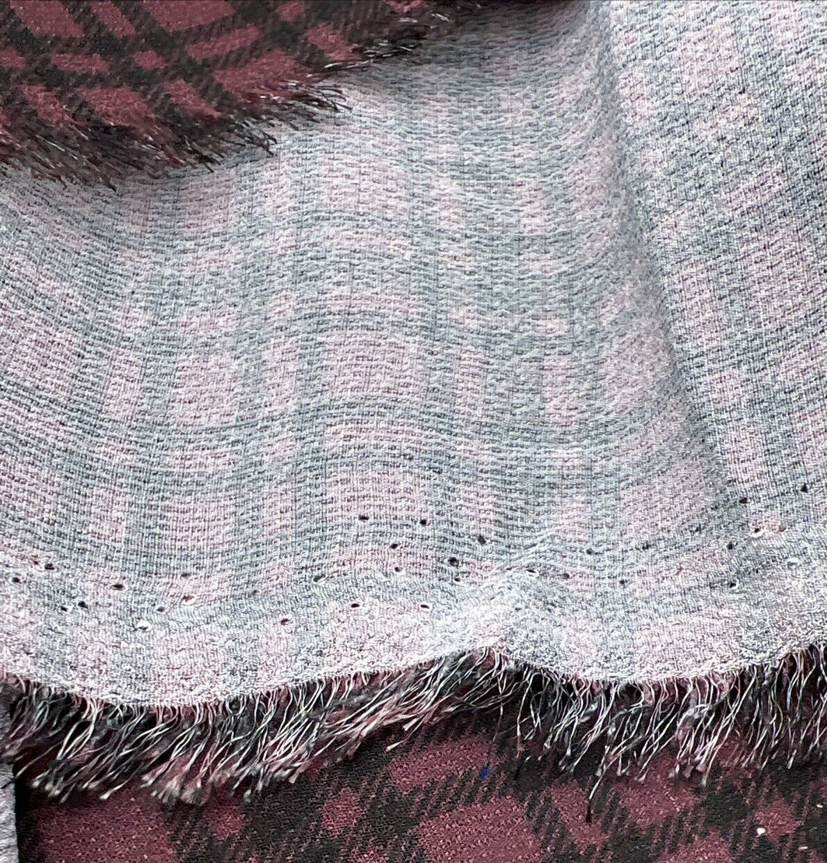 Purple Black Check Print Bubble Crepe Non Stretch Fabric