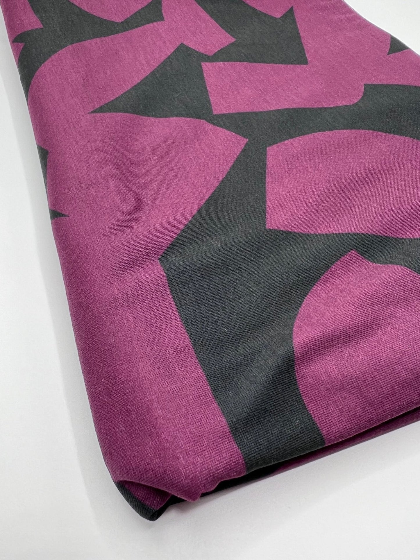 Purple Black Spun Poly Stretch Fabric