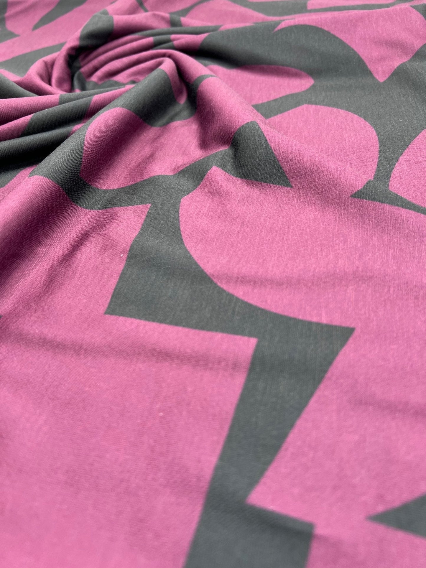 Purple Black Spun Poly Stretch Fabric