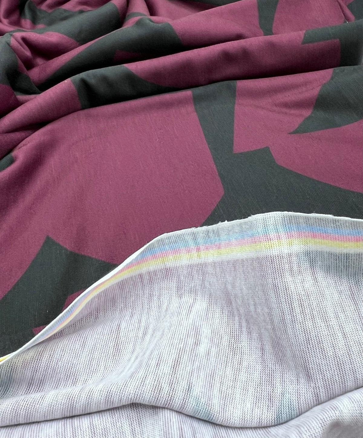 Purple Black Spun Poly Stretch Fabric