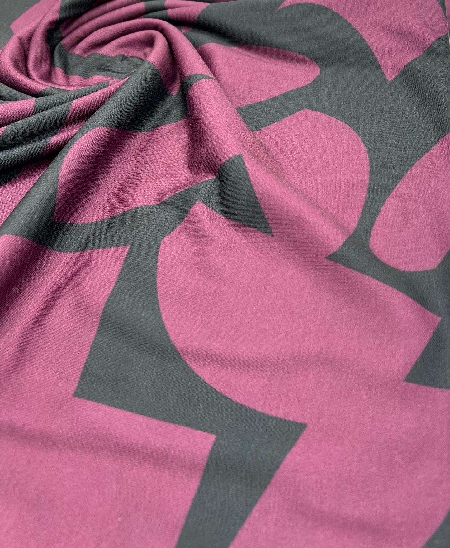 Purple Black Spun Poly Stretch Fabric