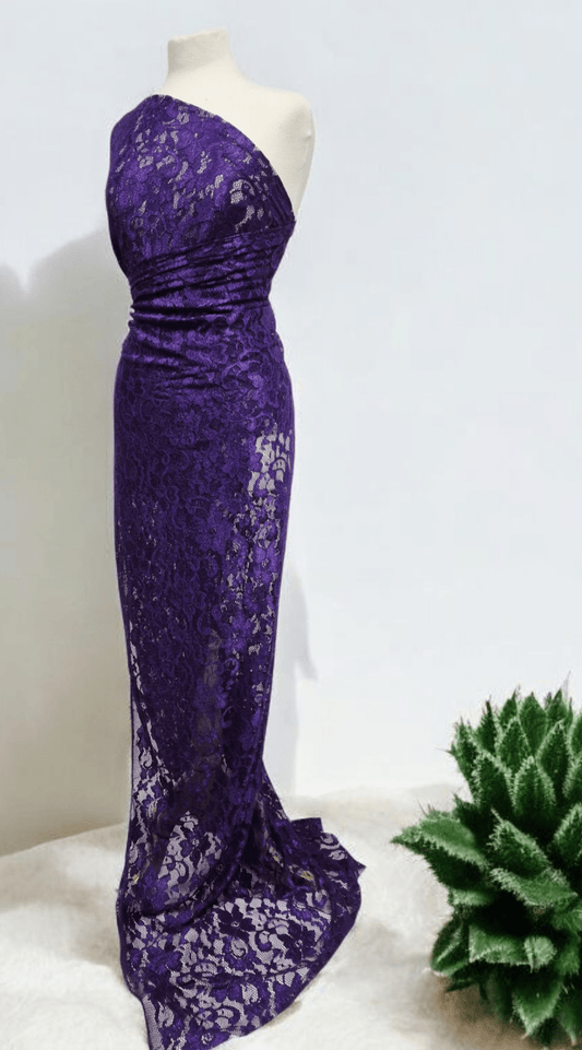 Purple Floral Lace Fabric Stretch