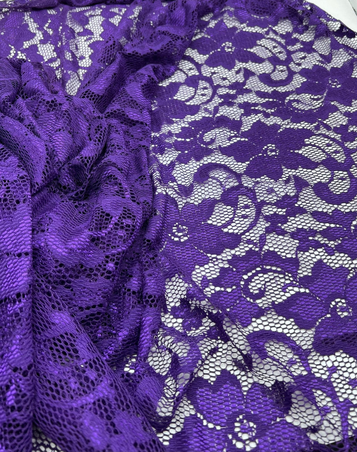 Purple Floral Lace Fabric Stretch