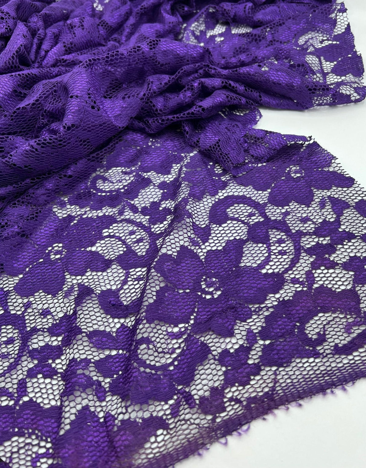 Purple Floral Lace Fabric Stretch