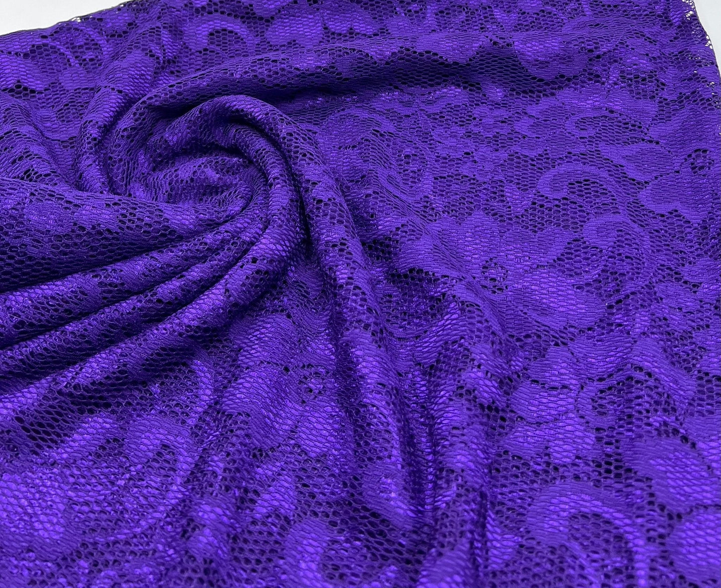 Purple Floral Lace Fabric Stretch