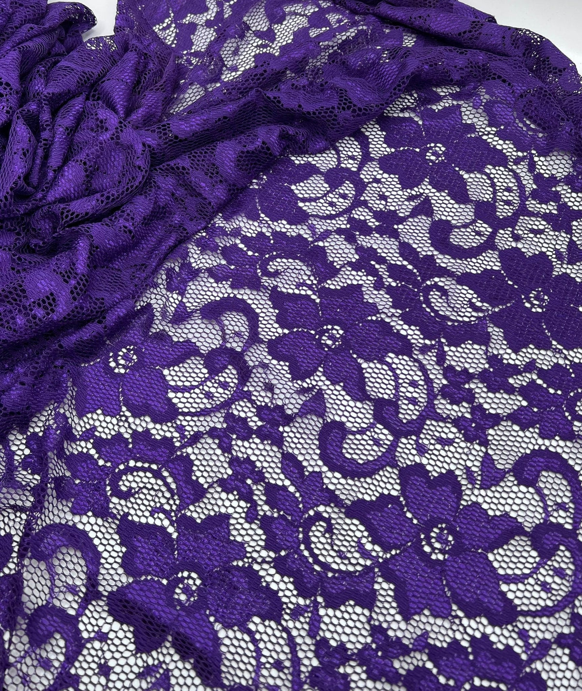 Purple Floral Lace Fabric Stretch
