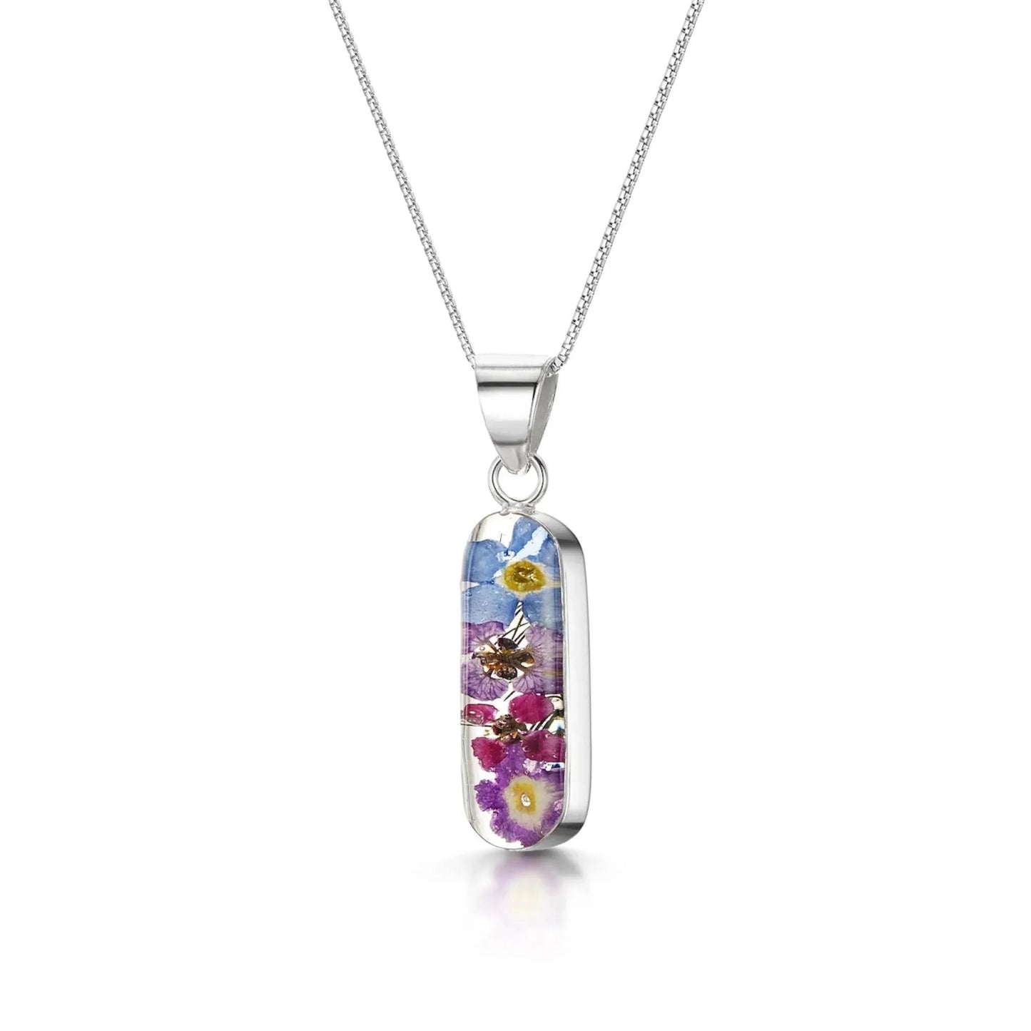 Purple flower necklace 'Leela' vertical bar pendant by Shrieking Violet®