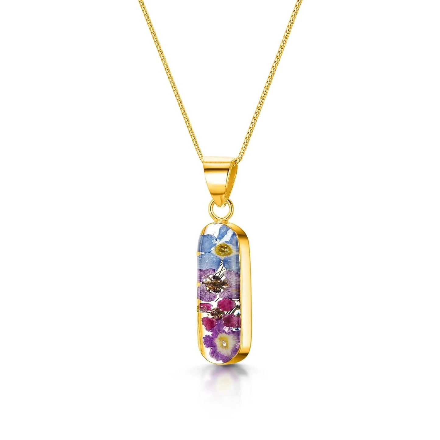 Purple flower necklace 'Leela' vertical bar pendant by Shrieking Violet®