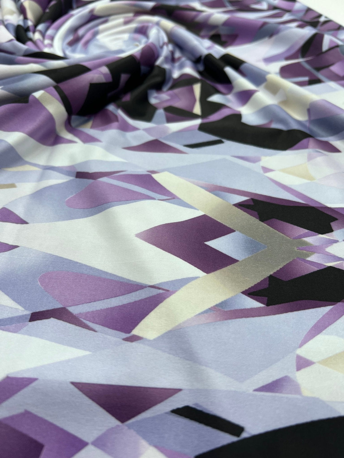 Purple Geo Print Soft Touch Stretch Fabric