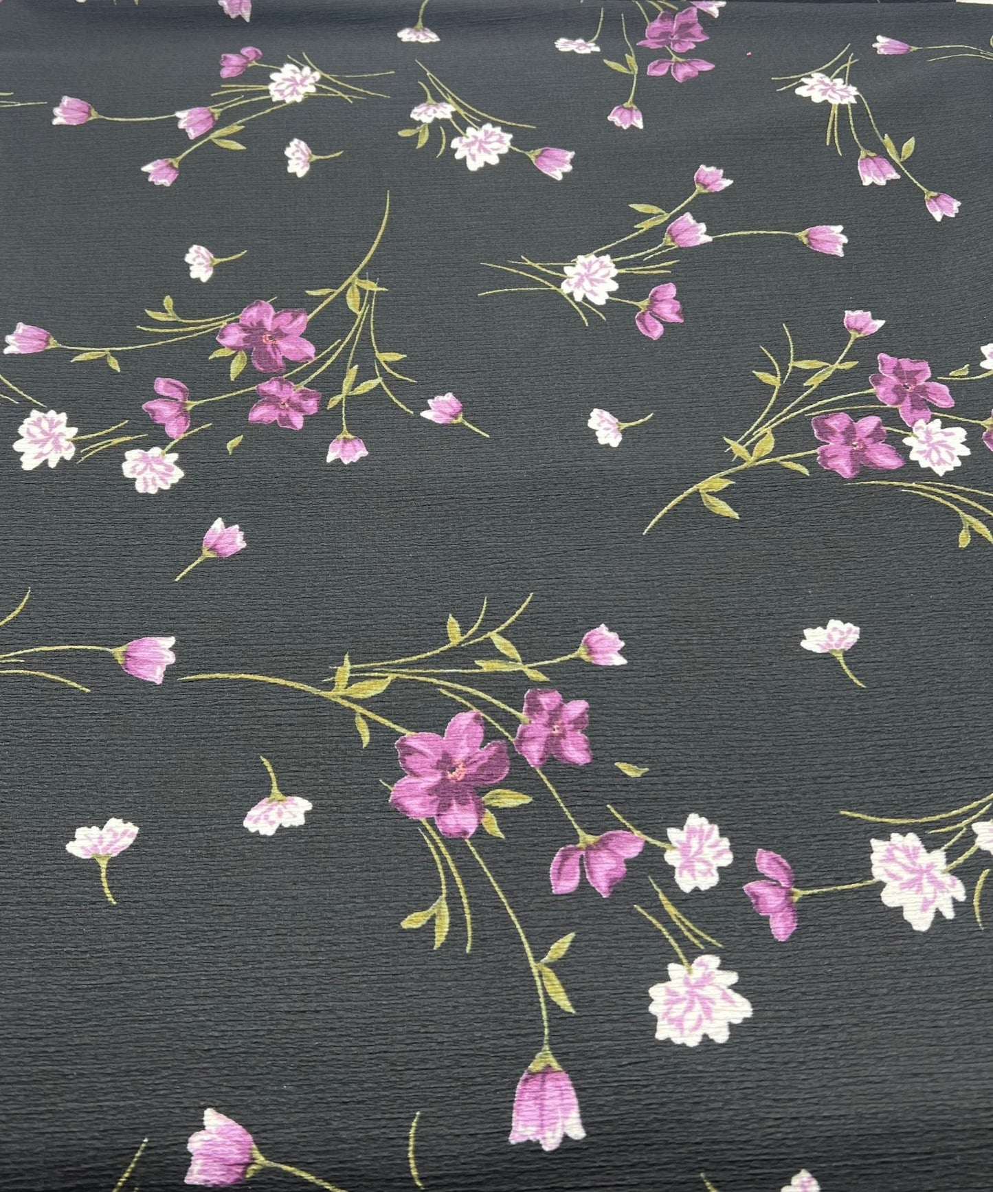Purple Green Floral Tree Bark Stretch Dress Craft Fabric