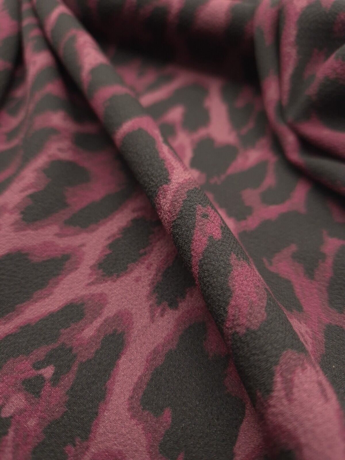 Purple Leopard Print Bubble Crepe Non Stretch Fabric