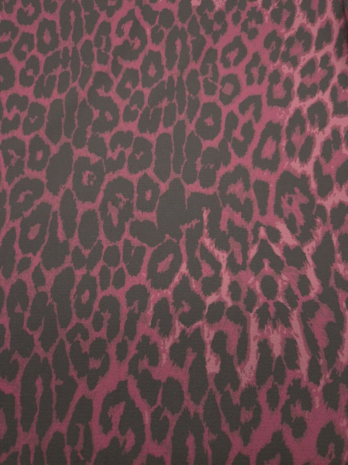 Purple Leopard Print Bubble Crepe Non Stretch Fabric