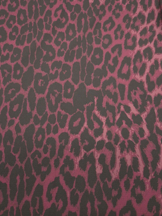 Purple Leopard Print Bubble Crepe Non Stretch Fabric