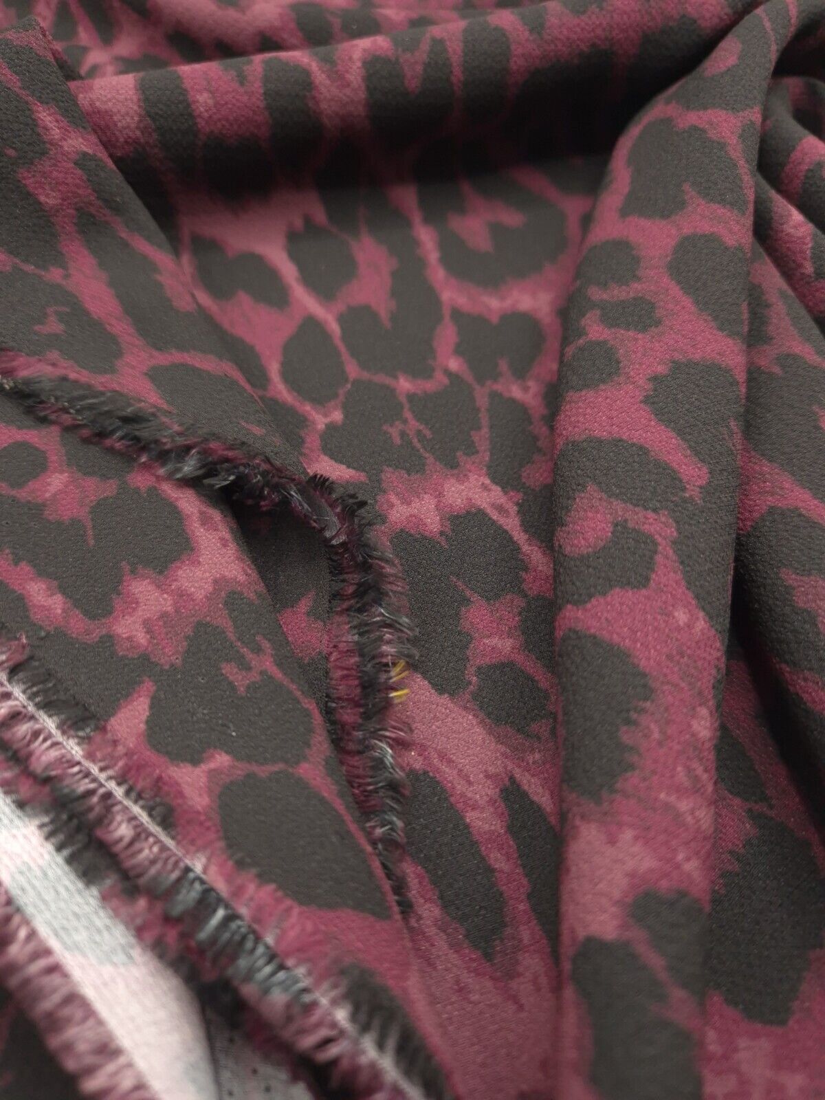 Purple Leopard Print Bubble Crepe Non Stretch Fabric