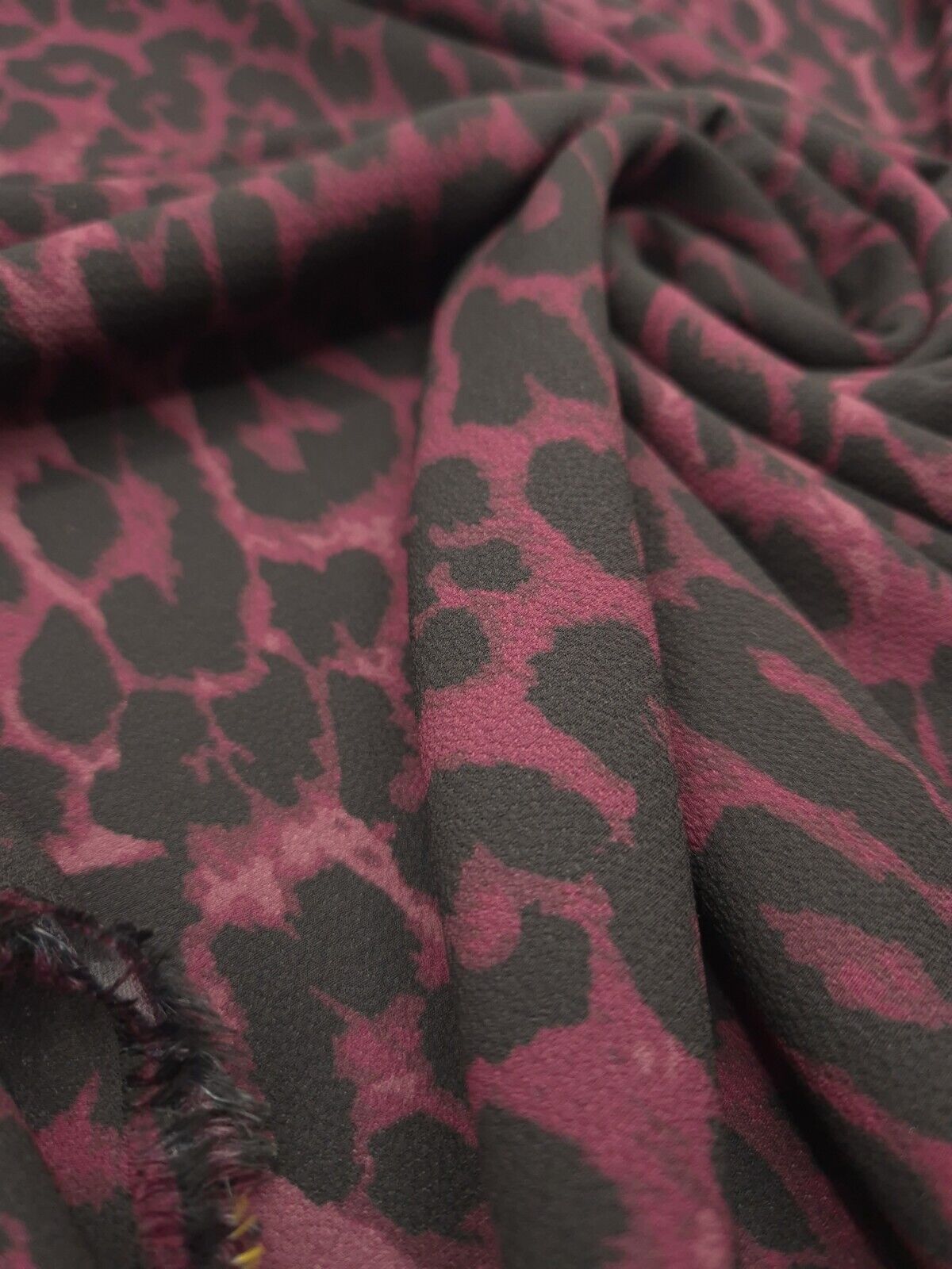 Purple Leopard Print Bubble Crepe Non Stretch Fabric