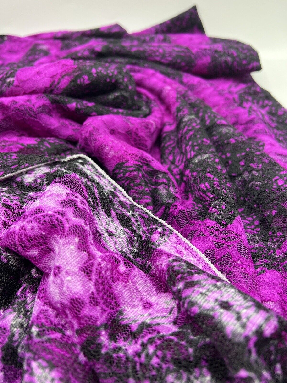 Purple Mix Floral Lace Fabric Stretch