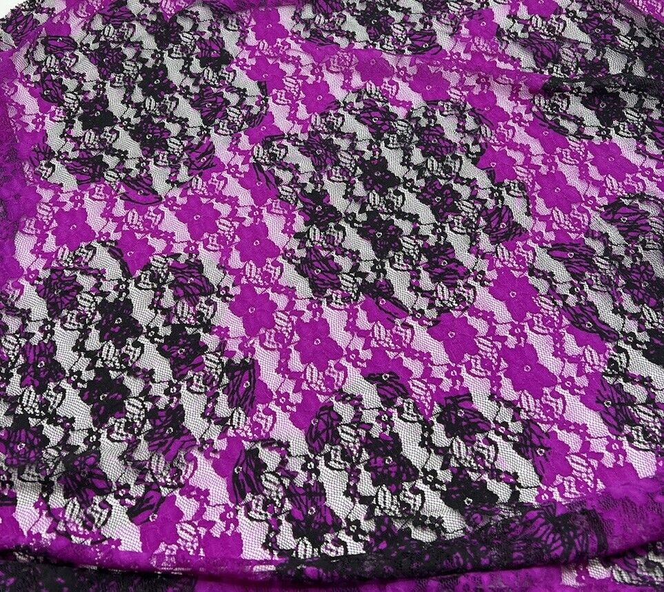 Purple Mix Floral Lace Fabric Stretch