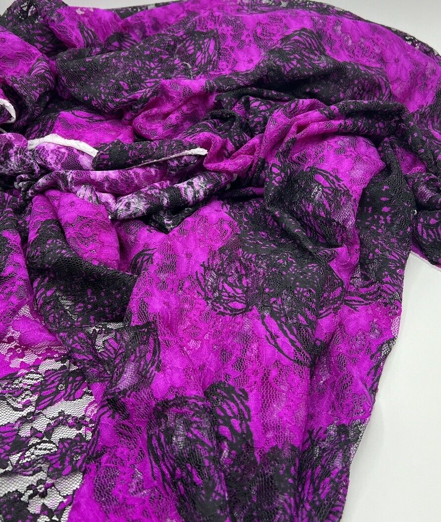 Purple Mix Floral Lace Fabric Stretch