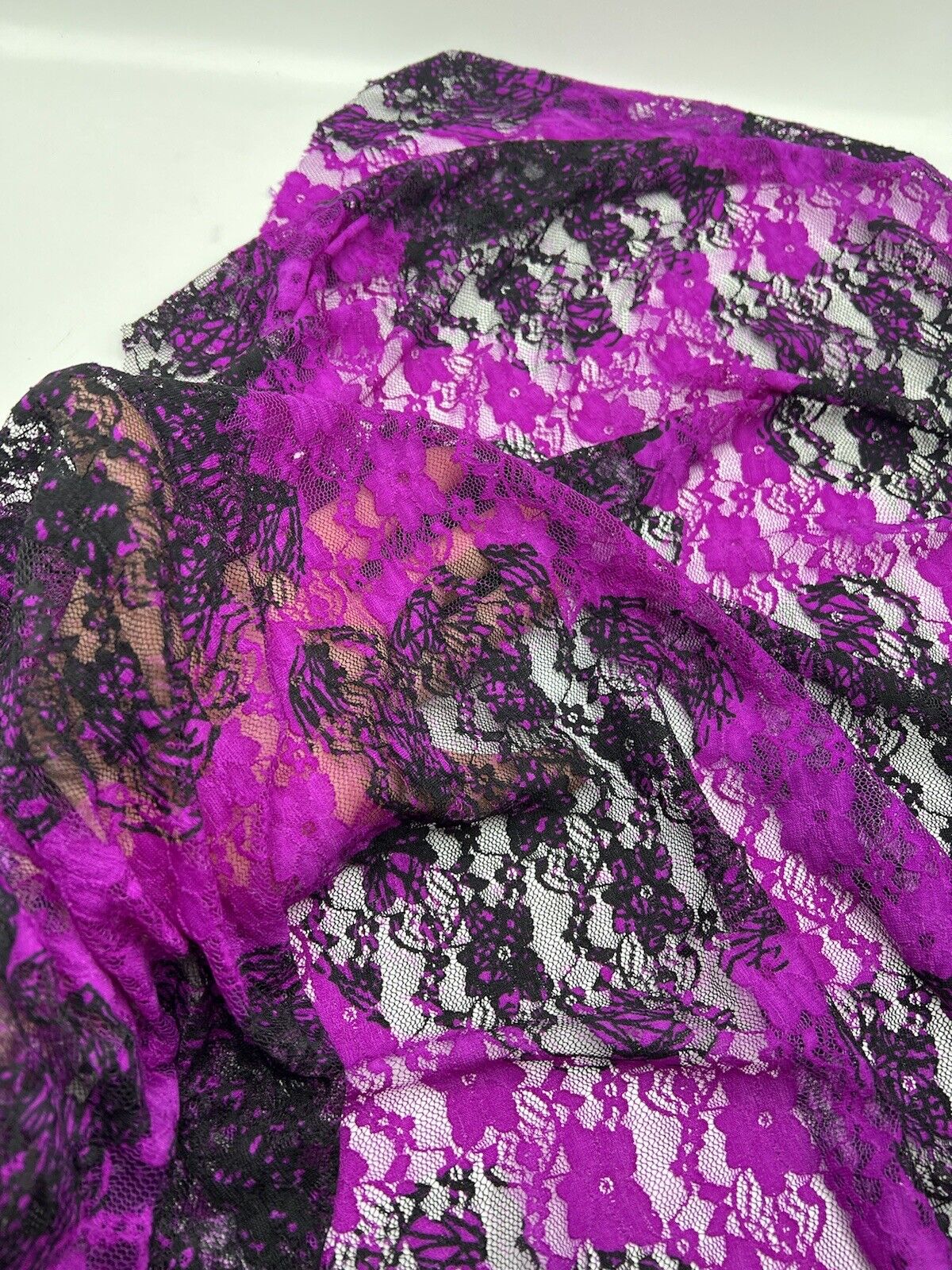 Purple Mix Floral Lace Fabric Stretch