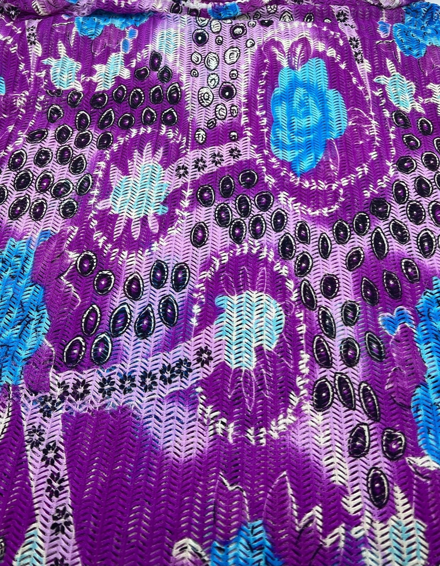 Purple Peacock Chevron Ladder Raschel Knit 4 Way Stretch Fabric