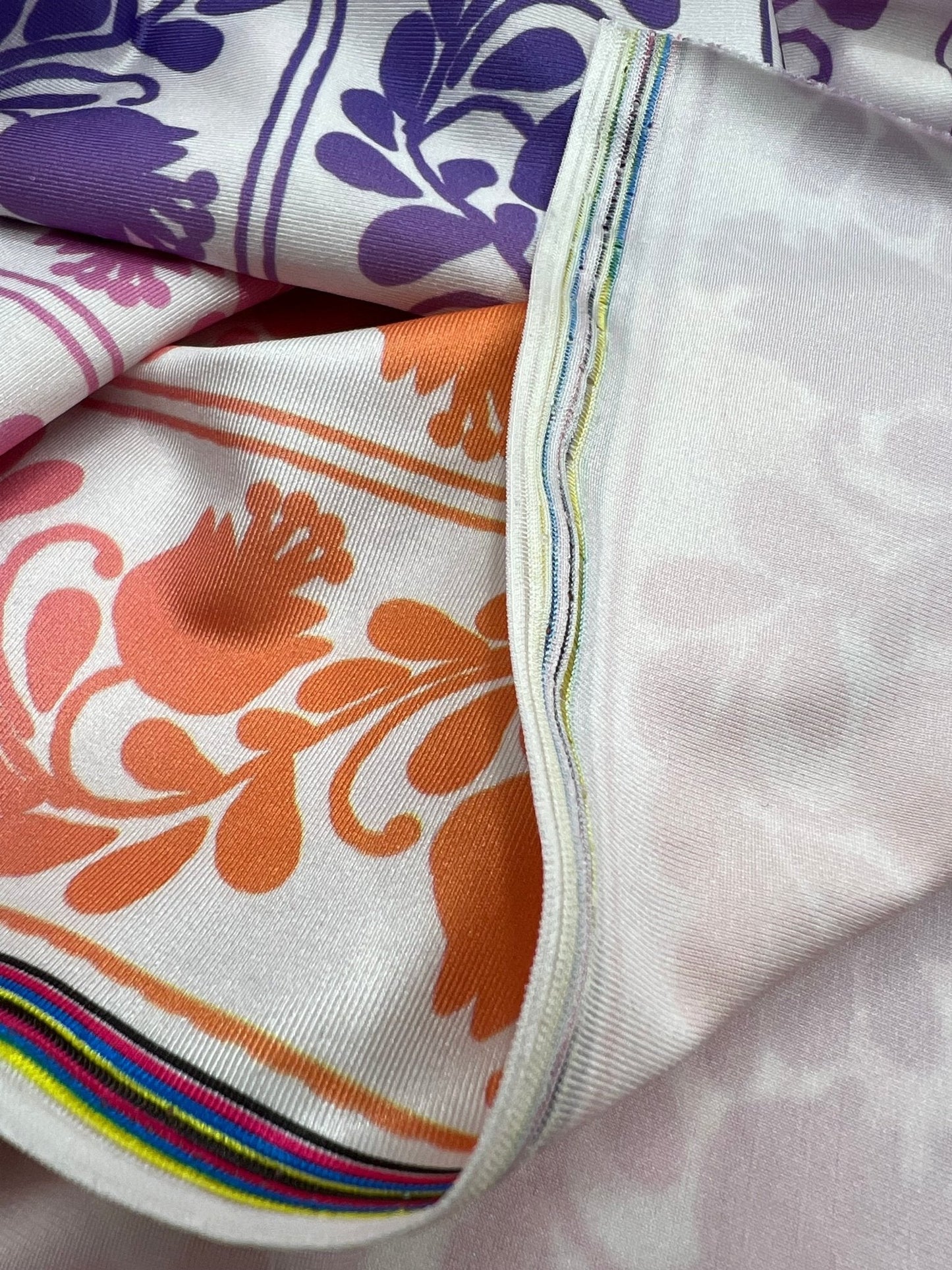 Purple Orange Printed Swimwear / Sportswear 4 Way Stretch Fabric