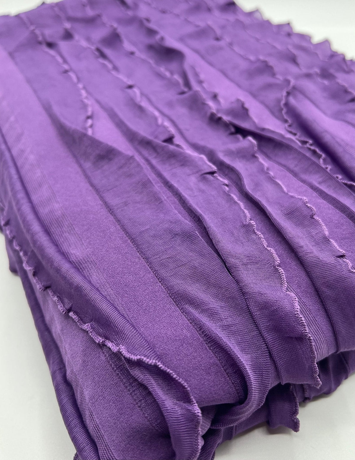 Purple Ruffle Textured 4 Way Stretch Fabric