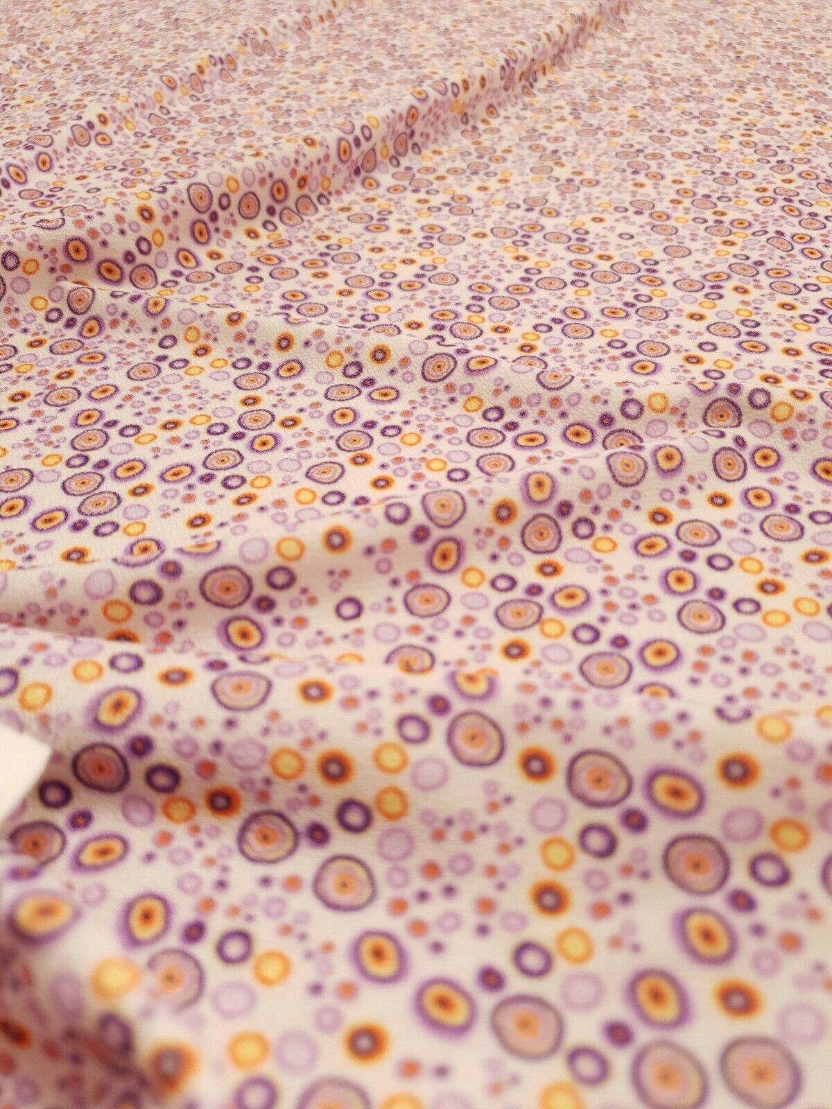Purple Small Circles Print Lightweight Jersey Crepe Fabric 4 Way Stretch