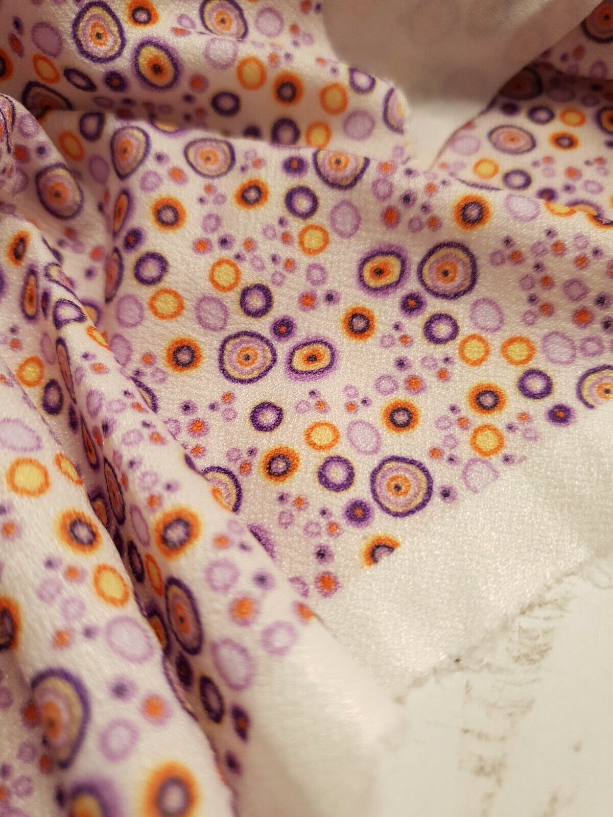 Purple Small Circles Print Lightweight Jersey Crepe Fabric 4 Way Stretch