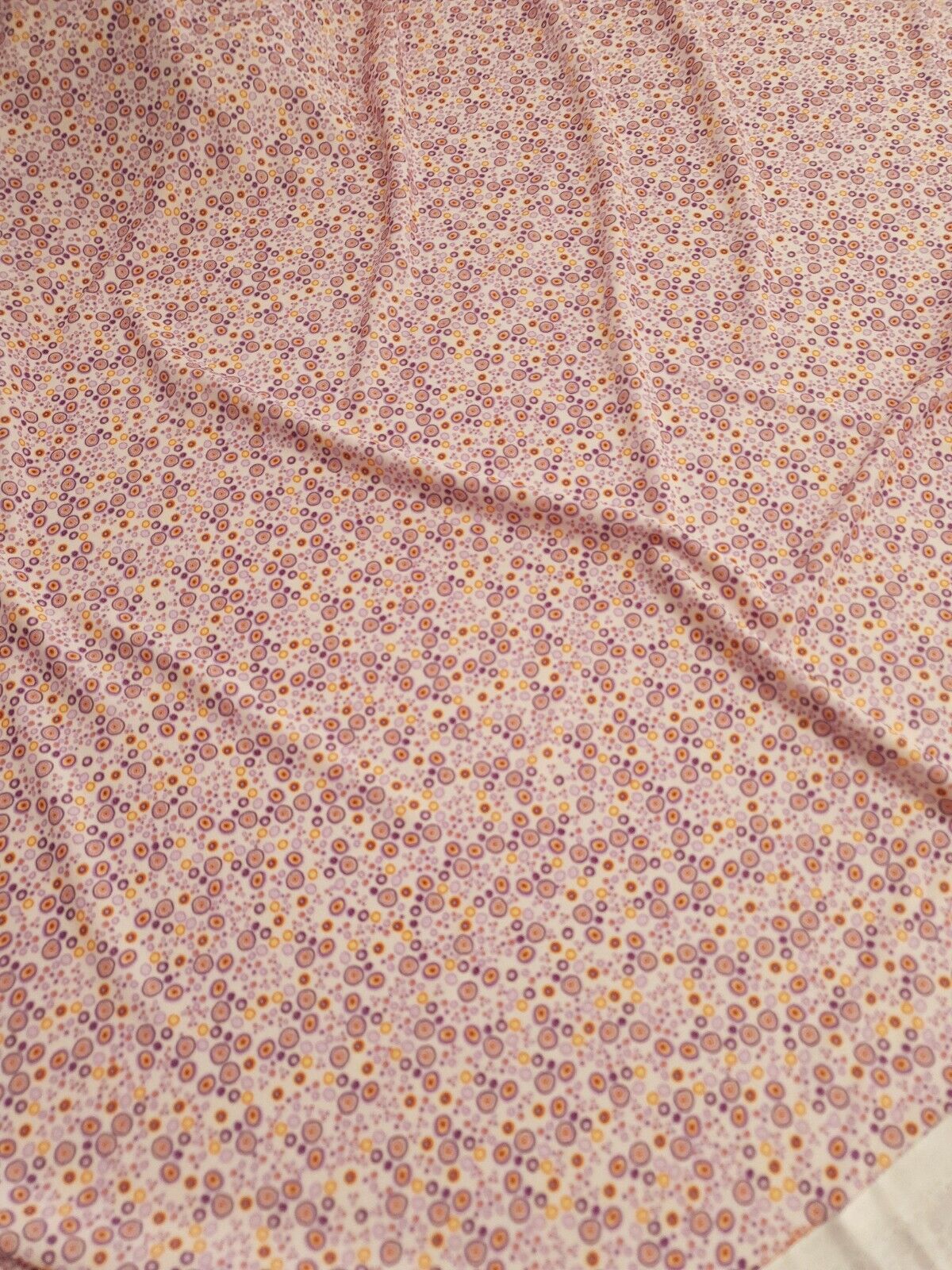 Purple Small Circles Print Lightweight Jersey Crepe Fabric 4 Way Stretch