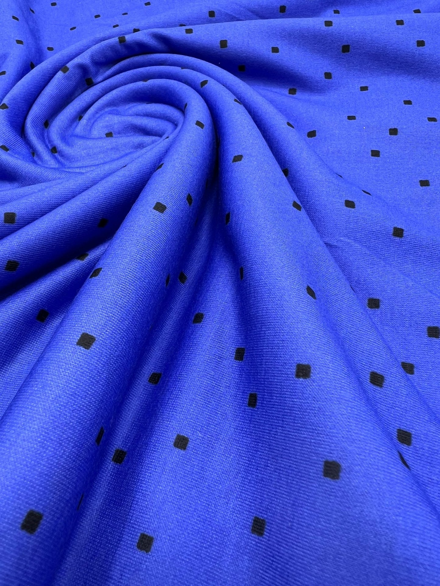 Purple Small Square Print Spun Poly Stretch Fabric