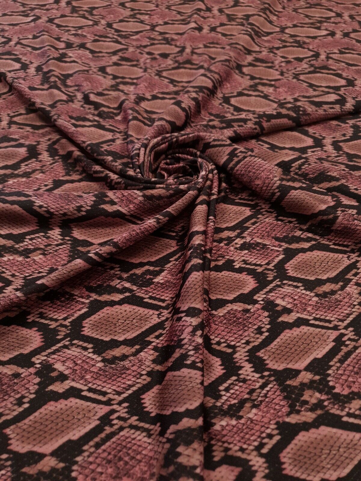 Purple Snakeskin Print Lightweight Jersey Crepe Fabric 4 Way Stretch