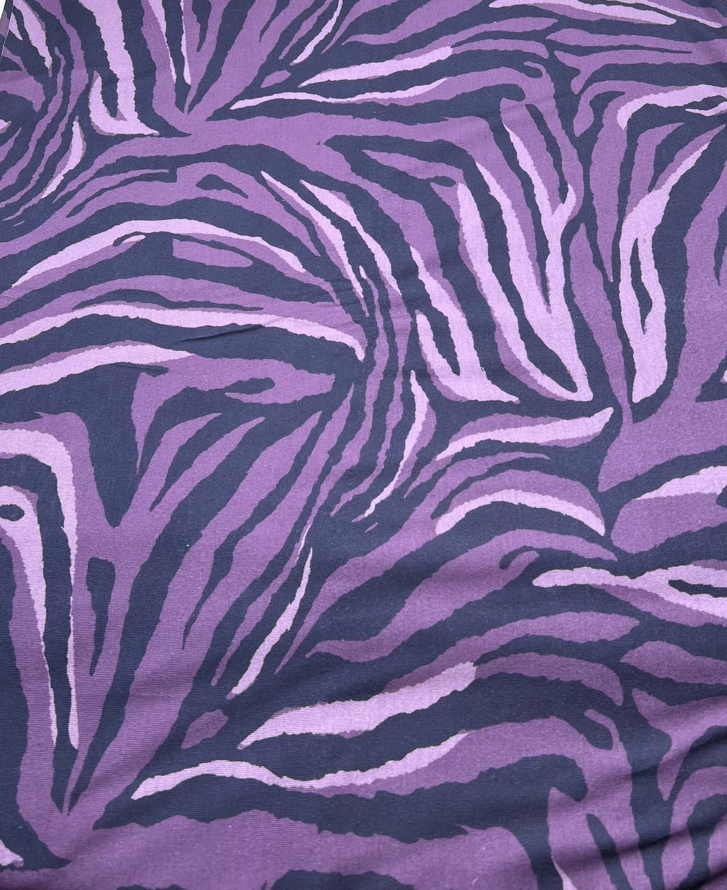 Purple Zebra Spun Poly Stretch Fabric
