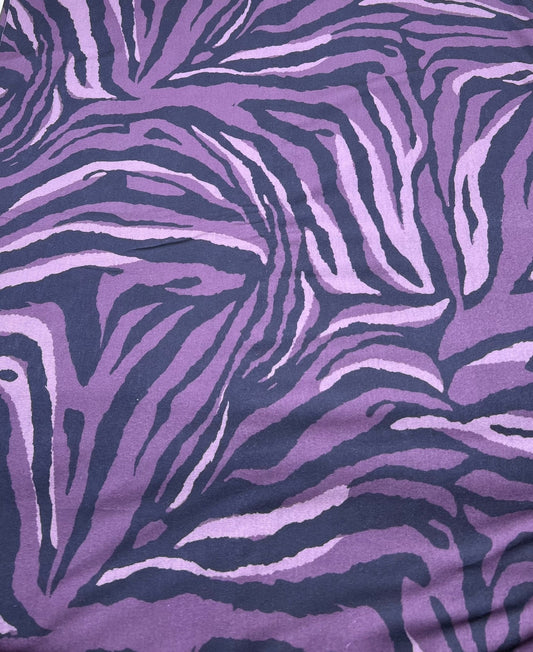Purple Zebra Spun Poly Stretch Fabric