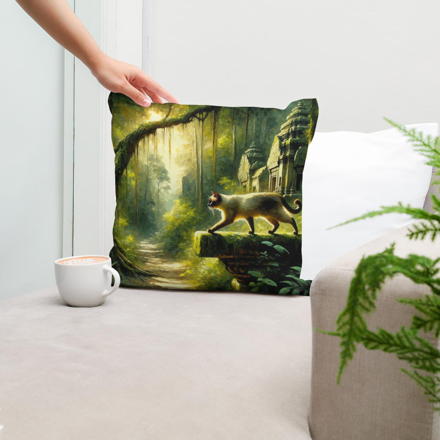 Jungle Temple Sojourn Cotton Cushion