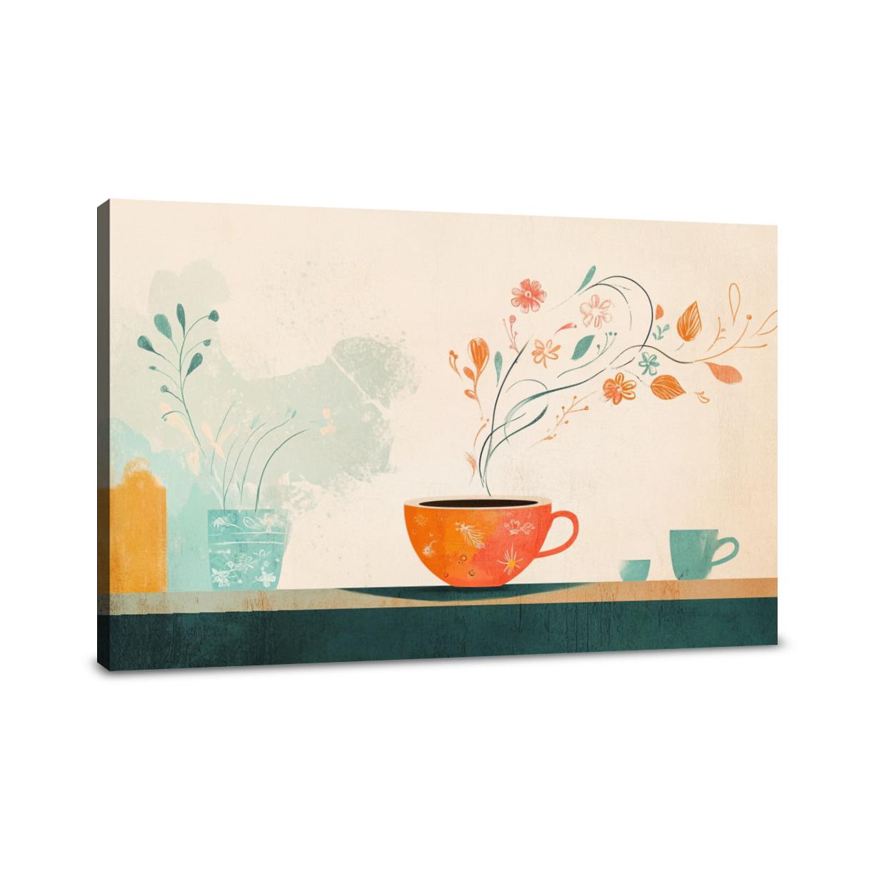 Floral Coffee Swirl Canvas