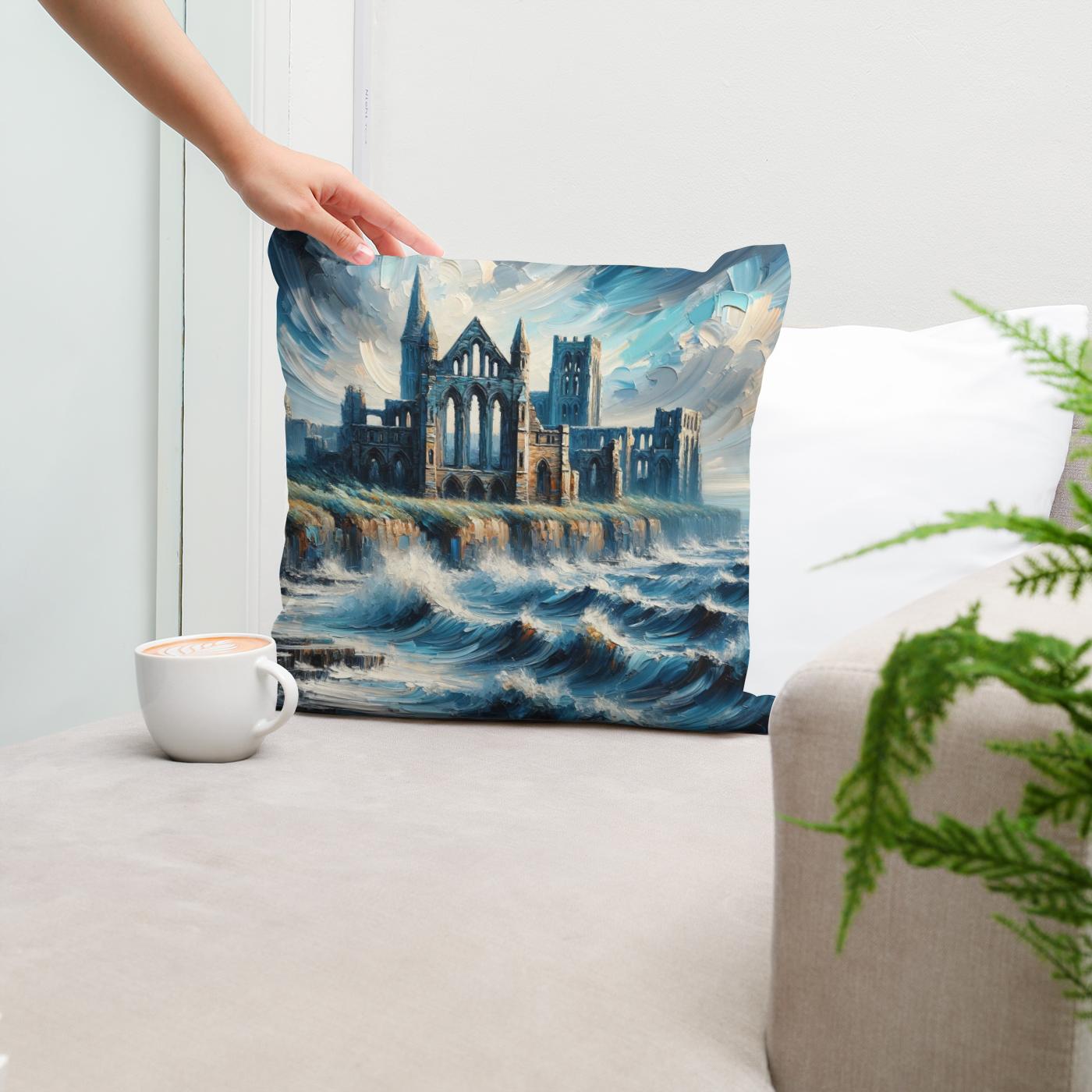 Newcastle Tynemouth Priory Coastal Impressions Cotton Cushion