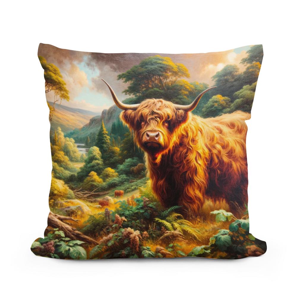 Victorian Highland Cow Majesty Cotton Cushion