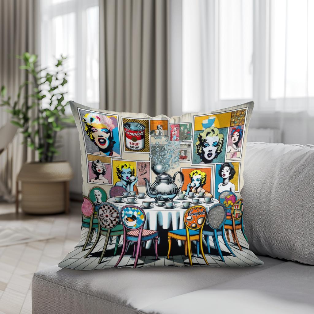 Modern Pop Tea Party Cotton Cushion