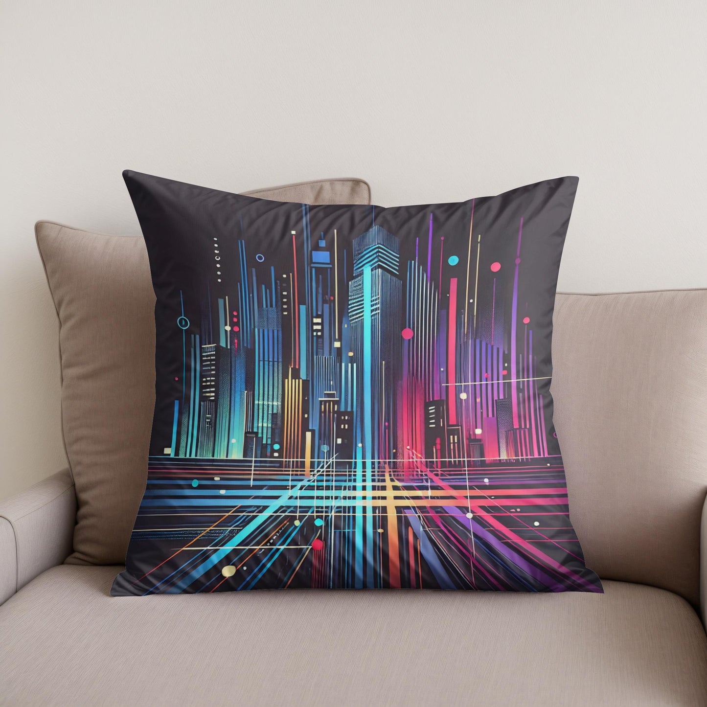Neon City Pulse Cotton Cushion